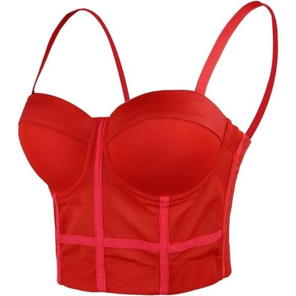 Tops Mesh Bustier Crop Top Push Up Corset Tops Bra Red Poshmark